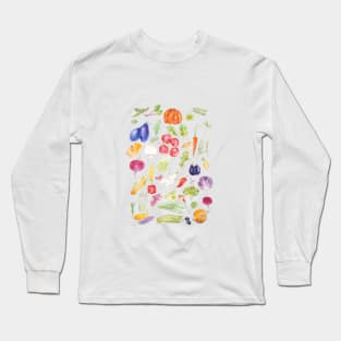 colorful vegetable ink and watercolor collection Long Sleeve T-Shirt